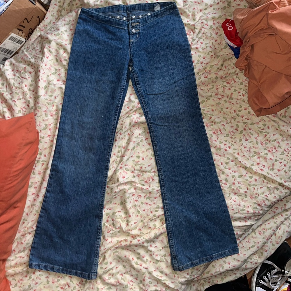 Y2K 2000s low rise jeans with studs